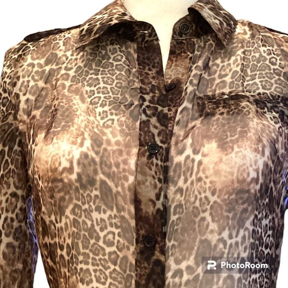 Andree Women's Sheer Cheetah Tunic Top - Picture 2 of 6